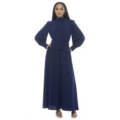 Let this women's dress from ALEXIA ADMOR beautify your wardrobe. 2 pockets Long blouson sleeves Tie detail MockneckFIT & SIZING Maxi lengthFABRIC & CARE Polyester Lining: polyester, spandex Machine wash Imported Size: 14. Color: Cobalt. Gender: female. Age Group: adult. Alexia Admor, Blouson Sleeve, Dress Guide, Maxi Dress Navy, Sleeve Maxi Dress, Maxi Dress With Sleeves, Dress Clothes For Women, Fabric Care, Polyester Spandex