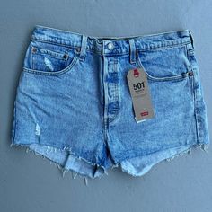 Levi’s 501 High Rise Denim Cut Off Shorts Button Fly Women’s Size 32 Nwt! Levi's Casual Jean Shorts With Button Closure, Levi's Summer Jeans With Button Closure, Levi's Jeans With Button Closure For Summer, Levis Women Jeans, Levi High Waisted Shorts, Black Denim Shirt, Levi 501 Shorts, Levis Denim Shorts, Mom Denim