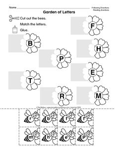 printable worksheet for children to practice letter recognition and matching letters with pictures