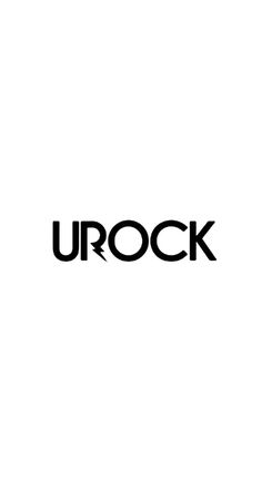 the word urock written in black on a white background