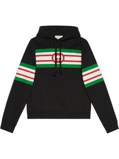 Gucci stripe-print Hoodie - Farfetch Gucci Shirt, Improve Soil Quality, Louis Vuitton Shirt, Gucci Mane, Black Felt, Print Sweatshirt, Red And White Stripes