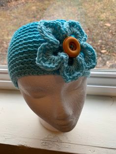 This is a custom order. Construction of this item will begin after purchase is finalized. Keep your ears protected from the cold winter winds with this beautiful flowered headband. The band will be made with very soft  acrylic yarn. A five-petal flower made out of the same yarn will be attached to the front of the headband. A large button will sit at the center of the flower.  It can be hand washed with mild soap and air dried. Adding a little fabric softener to the water will keep it soft. If y Wrap Head Scarf, Headband Ear Warmer, Winter Headband, Crocheted Flower, Winter Headbands, Crochet Bookmarks, Ear Warmer, Crochet Art, Head Wrap