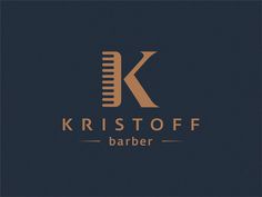 the logo for kristoff barber is shown on a dark blue background with gold lettering