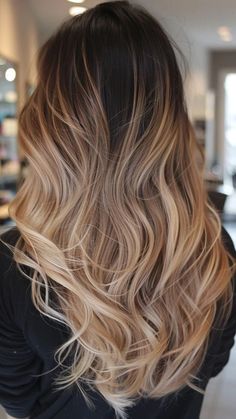 Balayage Hair From Dark To Light, Ombre And Balayage Hair, Brunette Balayage Hair Blonde Caramel Highlights Ombre, Ombre Dark To Light Hair, Blend Brown Roots Into Blonde, Long Roots Blonde, Feyre Hair Color, Natural Bayalage Light Brunette, Different Levels Of Blonde