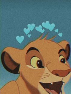 the lion king from disney's live - action movie, simba with hearts above his head