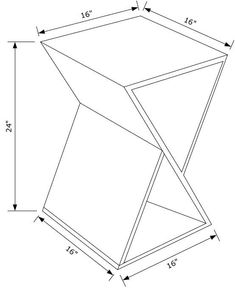 the side view of an end table with measurements