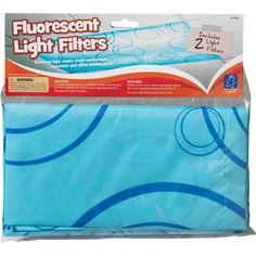 a package of fluorescent light filters with blue swirls on the front and back of it