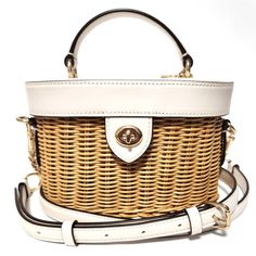 Used Coach Coach Handbag 1262 Natural White Rattan Leather Basket Bag Shoulder (Sku: Gzl13bot) === General === Brand : Coach === Design === Type : Handbag, Shoulder Bag Material : Leather Color : White Gender : Women === Size === Size (Hxwxd) : 12.5cm X 19cm X 9cm / 4.92'' X 7.48'' X 3.54'' === Included Items === Accessories : Shoulder Strap Accessories Notice : Before Purchasing, Please Refer To The Images Of The Accessories Included With The Item. === Condition === Condition : Used (Good) Rank White Rattan, Leather Basket, Coach Handbag, Basket Bag, Light Stain, White Material, Bag Shoulder, Lowest Price, Bags Handbags