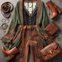 Apothecary Outfit, Cowboy Outfit Aesthetic, Gilet Outfits, Country Winter Outfits, Farmer Chic, Cowgirl Witch, Outfits For The Cold, Solarpunk Fashion, Boho Winter Outfits