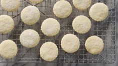 several round cookies on a cooling rack ready to be baked