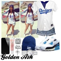 Dodgers Hype, created by fashionsetstyler on Polyvore Thug Clothes, Gangsta Outfits, Dodger Party, Dodgers Party, Dodgers Outfit, Leotard Outfit, Dodgers Game, Dodger Game