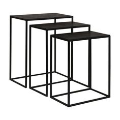 3 piece nesting table set in black metal