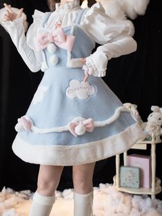 This price includes a dress only, others are not included.   	 		 			Size 			S 			L 		 		 			Bust 			74-88 			76-92 		 		 			Waist 			66 			70 		 		 			Full Length 			75-78 			80-84 Cinnamoroll Costume Ideas, White Harajuku Mini Dress, Harajuku Style White Mini Dress, Cute Winter Dress With Doll Collar, Cute Doll Collar Winter Dress, White Long Sleeve Kawaii Dress, White Sleeveless Kawaii Dress, Blue Sleeveless Kawaii Dress, Harajuku Style Ruffled Winter Dress