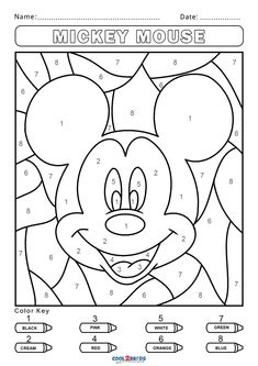 the mickey mouse color by number worksheet