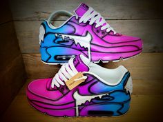 PLEASE READ FULL DESCRIPTION #INSTAGRAM: @beuniquecreate  3 week delivery available (UK only) ART YOU CAN WEAR  Over 900 pairs sold worldwide 'Neon Cartoon Drip' Nike Air Max 90  100% Authentic Nike's professionally prepped, painted and sealed I paint every pair to order  Please be 100% sure on your size before ordering Protected with a professional sealer to help protect your shoes under normal walking conditions *PLEASE NOTE* Please read delivery and return policies before ordering All Interna Custom Painted Shoes, Brick Art, Painted Sneakers, Nike Fashion Shoes, Cute Sneakers, Sneakers Athletic, Cute Nikes, Shoe Art, Custom Painted