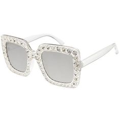 Bling allover sunglasses because you always go big and the rest can just go home. Plastic frames. UV400. Rhinestone Sunglasses, Golden Tan, Classic Sunglasses, Pink Sunglasses, Glam Girl, Girl With Sunglasses, Cheap Fashion, Large Crystals, Square Frame