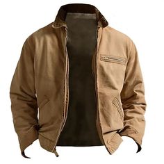 Season:Spring   Fall; Fabric:Polyester; Sleeve Length:Long Sleeve; Gender:Men's; Style:Classic,Casual,Fashion; Occasion:Vacation,Daily,Going out; Outerwear Length:Regular; Placket:Zipper; Function:Wearproof; Pattern:Plain; Design:Pocket; Neckline:Lapel; Outerwear Type:Cargo Jacket,Utility Jacket; Listing Date:09/03/2024; Bust:; Length:; Shoulder Width:; Sleeve: Plain Fashion, Khaki Jacket, Cargo Jacket, Fall Fabric, Classic Casual, Plain Design, Green And Khaki, Grey Khakis, Mens Outerwear