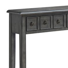 a black console table with four drawers