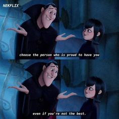 an animated scene with two people talking to each other and the caption says, choose the person who is proud to have you