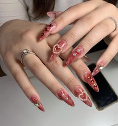 Red Heart Nails, Nails Ombre, Asian Nails, Heart Nails, Dream Nails