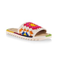 Nwt Farm Rio Granny Square Crochet Slides Never Been Worn! Originally 230! Casual Open Toe Sandals With Crochet Trim, Summer Vacation Sandals With Crochet Trim, Casual Spring Sandals With Crochet Trim, Casual Crochet Sandals For Vacation, Casual Crochet Sandals For Summer, Crochet Open Toe Sandals For Spring, White Crochet Sandals For The Beach, White Crochet Sandals For Beach, Crochet Slides