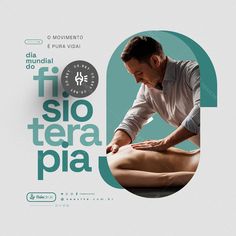 a man is getting his leg massage in front of the number nine sign that reads fi si tera pia