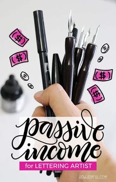 someone is holding some pens in their hand with the words passive awesome for lettering artist