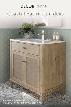 a bathroom vanity with a sink and mirror