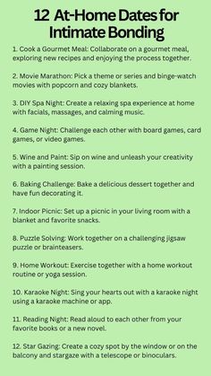 Simple Couple Date Ideas, Things To Do With Your Significant Other, Stay In Date Ideas, Cute Intimate Date Ideas, Couple Date Ideas Creative, Chill Dates Ideas, Married Date Ideas, Date Ideas For Each Month, Date Ideas For November