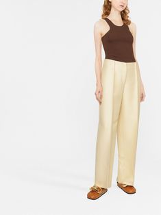 TOTEME Racer Ribbed Vest - Farfetch Chic Ribbed Fitted Vest, Chic Brown Tank Vest, Minimalist Design Style, Supply Chain, Summer Time, Wardrobe Staples, Alexander Mcqueen, Shirt Blouses, Ribbed Knit