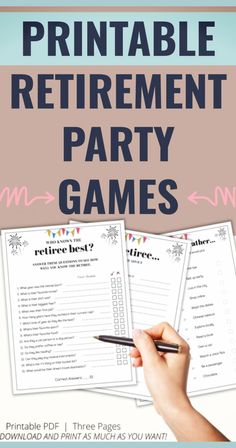 the printable retirement party games for kids