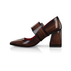 Woman`s Luxury Block Heel Shoes 36506 | Girotti Luxury Brown Heels With Red Sole, Brown Leather Heels With Red Sole, Luxury Burgundy Leather Heels, Build Wardrobe, Block Heel Shoes, Built In Wardrobe, Heel Shoes, Womens Heels, Block Heels