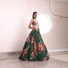 Embroidered Lehenga With Matching Blouse And DupattaFrom Mahima Mahajan's Fida collection. DELIVERY TIMEPlease allow 6-8 weeks for your outfit to arrive. FABRIC DETAILSOrganza, Shantoon Professional cleaning only. Designer Green Floral Lehenga, Designer Green Floral Print Lehenga, Festive Green Floral Print Lehenga, Fitted Green Lehenga With Floral Print, Art Silk Lehenga With Floral Print For Reception, Traditional Floral Print Gown For Reception, Festive Green Lehenga With Floral Print, Floral Print Fitted Sets For Reception, Bollywood Style Green Floral Print Lehenga