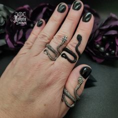 Embrace your Darker Side with this enticing Snake Ring. Wear casual or dressy, whatever your heart desires. Enhance your goddess look and pair with our Snake Chokers, Necklaces, Bracelets, and Earrings. Details: Fashion Jewelry Slightly Adjustable ~ Fits Best Sizes 7 - 9 Goddess Look, Goth Ring, Dark Rings, Halloween Ring, Dark Jewelry, Snake Ring Silver, Goth Jewelry, Snake Jewelry, Gothic Rings