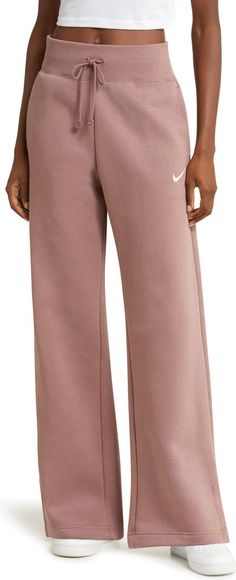 Nike Sportswear Phoenix High Waist Wide Leg Sweatpants | Nordstrom Nike Sweatpants Outfit, High Waisted Sweatpants, Cute Sweats, Cute Sweatpants, Cute Nike Outfits, Wide Leg Sweatpants, Uni Outfits, Casual Preppy Outfits, Nike Sweatpants