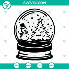 a snow globe with a christmas tree in it and the words svg vibe com