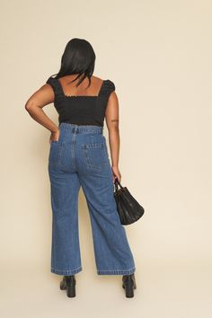 Our best-selling cropped Flora Pant is now available in a longer length for our taller gals! Not to worry though, these still look amaze on anyone and everyone! Chic Relaxed Fit Dark Wash Flare Jeans, Chic Dark Wash Relaxed Fit Flare Jeans, Chic High Waist Medium Wash Flare Jeans, Chic Dark Wash Wide Leg Jeans, Chic Dark Wash Jeans, Chic Denim Pants With Belt Loops, Chic Wide-leg Cropped Denim Jeans, Chic Denim Wide Leg Pants For Fall, Chic Mid-rise Bottoms With Button Zip Fly