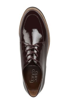 With modern materials, this lightweight lug sole derby is an easy way to polish up any casual 'fit. Sizing: True to size. M=standard width 1.5" heel, 0.5" platform Round apron toe Patent finish Lace-up vamp closure Platform foam lug sole Manmade upper and sole Imported Franco Sarto, Casual Fit, Lug Sole, Merlot, Modern Materials, Casual Fits, Nordstrom Rack, Derby, Dress Shoes Men