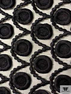 Single-Scalloped Circles and Scales Embroidered Silk Organza Trim - Black | FABRICS & FABRICS – Fabrics & Fabrics Black Fabrics, Silk Organza, Embroidered Silk, Fashion Fabric, Black Design, Fabric By The Yard, Black Fabric, Scales, Harrods