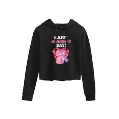 She will love showing off her style with this Juniors' Care Bears Happy Galentine's Day Cropped Hoodie. FEATURES Long sleevesFABRIC & CARE Cotton/Polyester Machine wash Imported Size: Medium. Color: Black. Gender: female. Age Group: kids. Pattern: Graphic. Happy Galentines Day, Disney Cats, Disney Villain, Disney Vintage, Cropped Pullover, Charlie Brown Peanuts, Kids Pattern, Peanuts Gang, Evil Queen