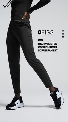 Black Figs, Scrub Jackets, Scrub Pants, The High, Scrubs, Workout Clothes, Slim Fit, High Waisted, Pants