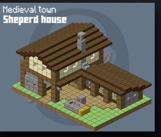 a pixel art house is shown with the text medieval town shepherd house