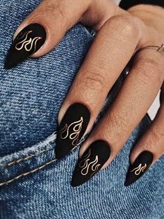 Black Nail Art, Goth Nails, Edgy Nails, Her Nails, Black Nail Designs, Black Nail, Chic Nails