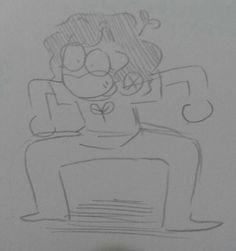 a drawing of a person sitting in a chair with their head on the armrest