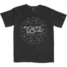 a black t - shirt with the words my chemical rome printed on it