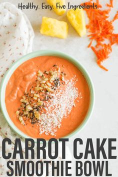 carrot cake smoothie bowl with nuts on top