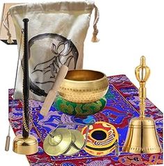 Amazon.com: 8Pcs Tibetan Buddhist Meditation Set,3.1in Singing Bowl,7.5in Brass Bell Dorje Vajra,2.5in Tingsha Cymbals Bells,Singing Scripture Implement Buddhist Supplies,Tibetan Dharma Mat and Zen Bag,HDRELEODY : Musical Instruments Buddhist Meditations, Buddhist Meditation, Brass Bell, Cushion Ring, Singing Bowl, Brass Bells, Tibetan Buddhist, Singing Bowls, Cymbals