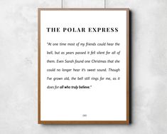 the polar express poem on a white wall