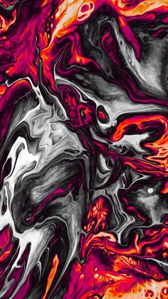 an abstract painting with red and black colors