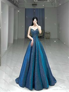 Gala Night Dress, Blue Princess Dress, Victorian Era Dresses, Girls Dress Outfits, High Low Prom Dresses, A Line Evening Dress, Elegant Dresses Classy, Blue Evening Dresses